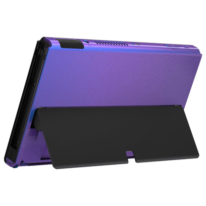 eXtremeRate Retail Chameleon Purple Blue Soft Touch Console Back Plate DIY Replacement Housing Shell Case for Nintendo Switch OLED Console ¨C JoyCon Shell & Kickstand NOT Included - BNSOP3001