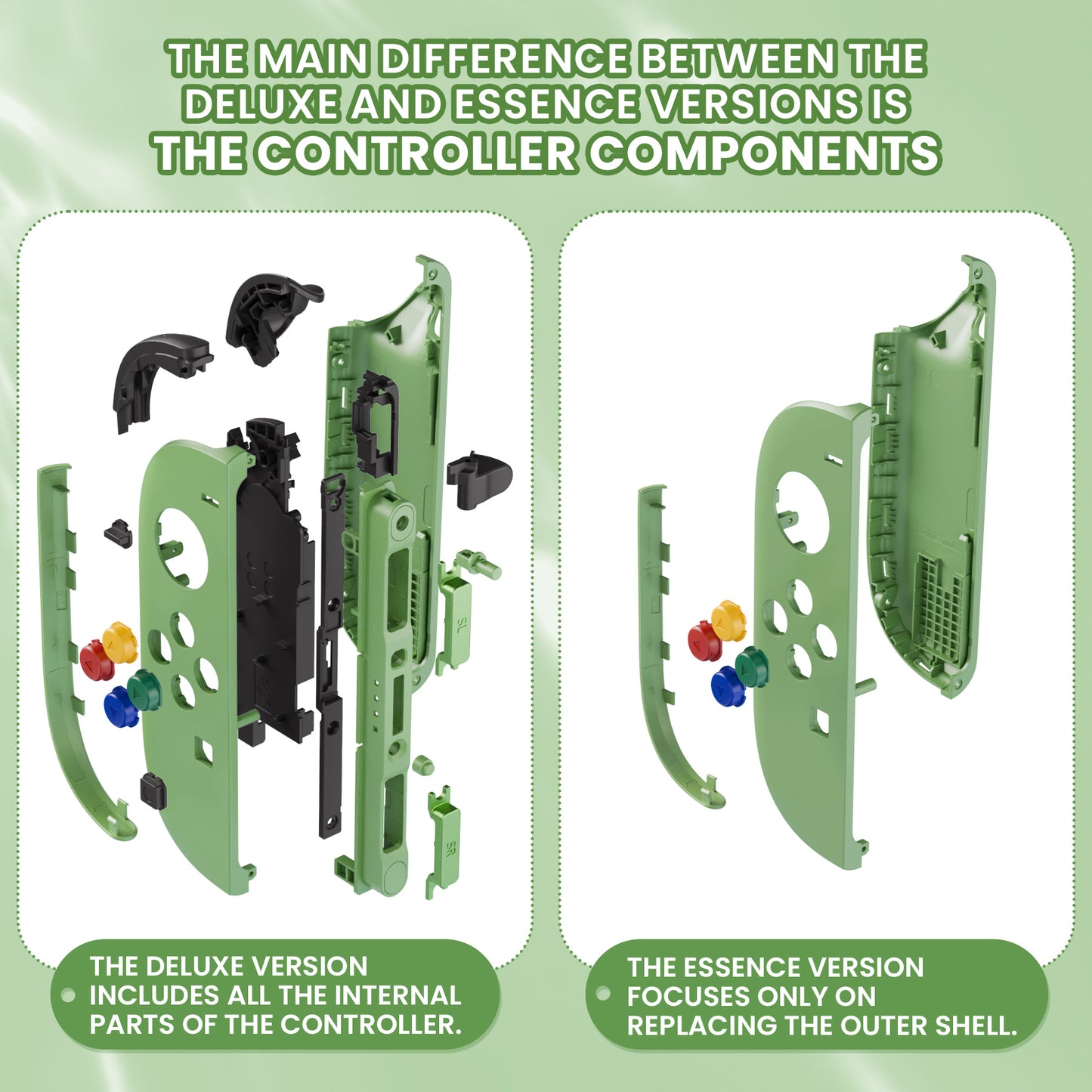 eXtremeRate Nintendo Switch 2対応ジョイコン交換フルセットシェルケース、ボタン付き - エッセンス版【抹茶グリーン】