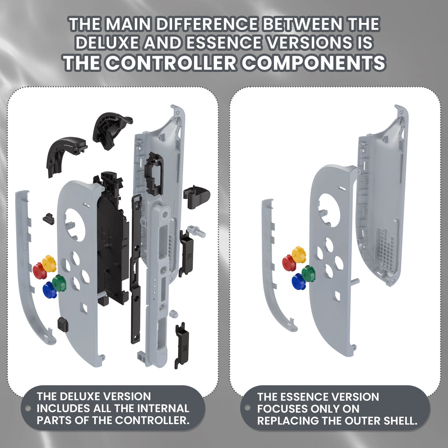 eXtremeRate Nintendo Switch 2対応ジョイコン交換フルセットシェルケース、ボタン付き - エッセンス版【ニューホープグレイ】