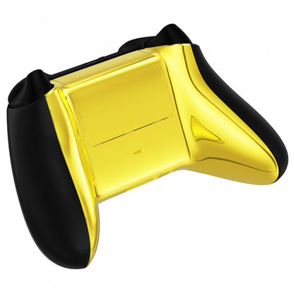 eXtremeRate Retail Chrome Gold Glossy Custom Bottom Shell w/ Battery Cover for Xbox Series S/X Controller - Controller & Side Rails NOT Included - BX3D401