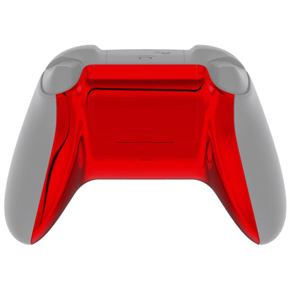 eXtremeRate Retail Chrome Red Glossy Custom Bottom Shell with Battery Cover for Xbox Series S/X Controller, Replacement Backplate for Xbox Core Controller - Controller & Side Rails NOT Included - BX3D403