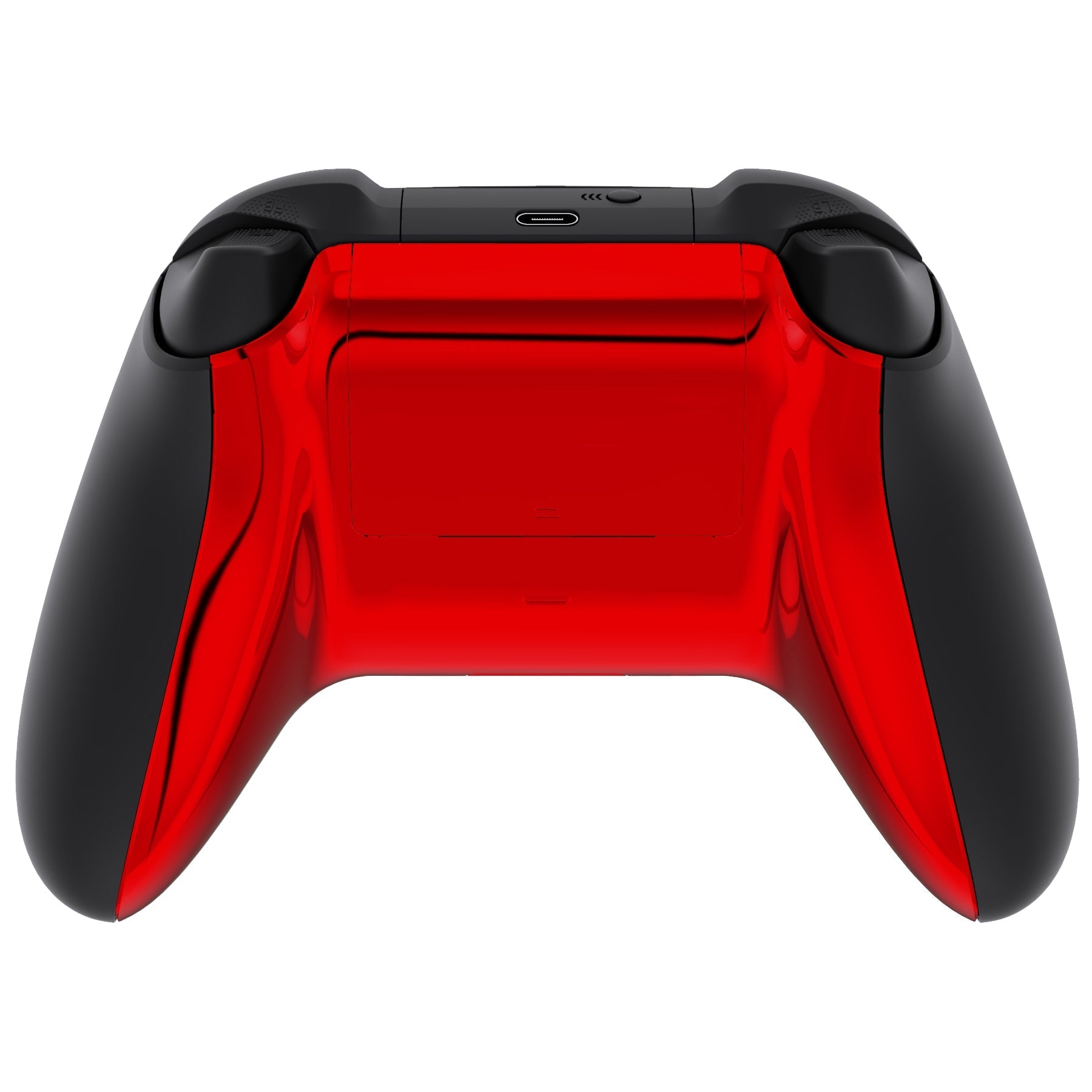 eXtremeRate Retail Chrome Red Glossy Custom Bottom Shell with Battery Cover for Xbox Series S/X Controller, Replacement Backplate for Xbox Core Controller - Controller & Side Rails NOT Included - BX3D403