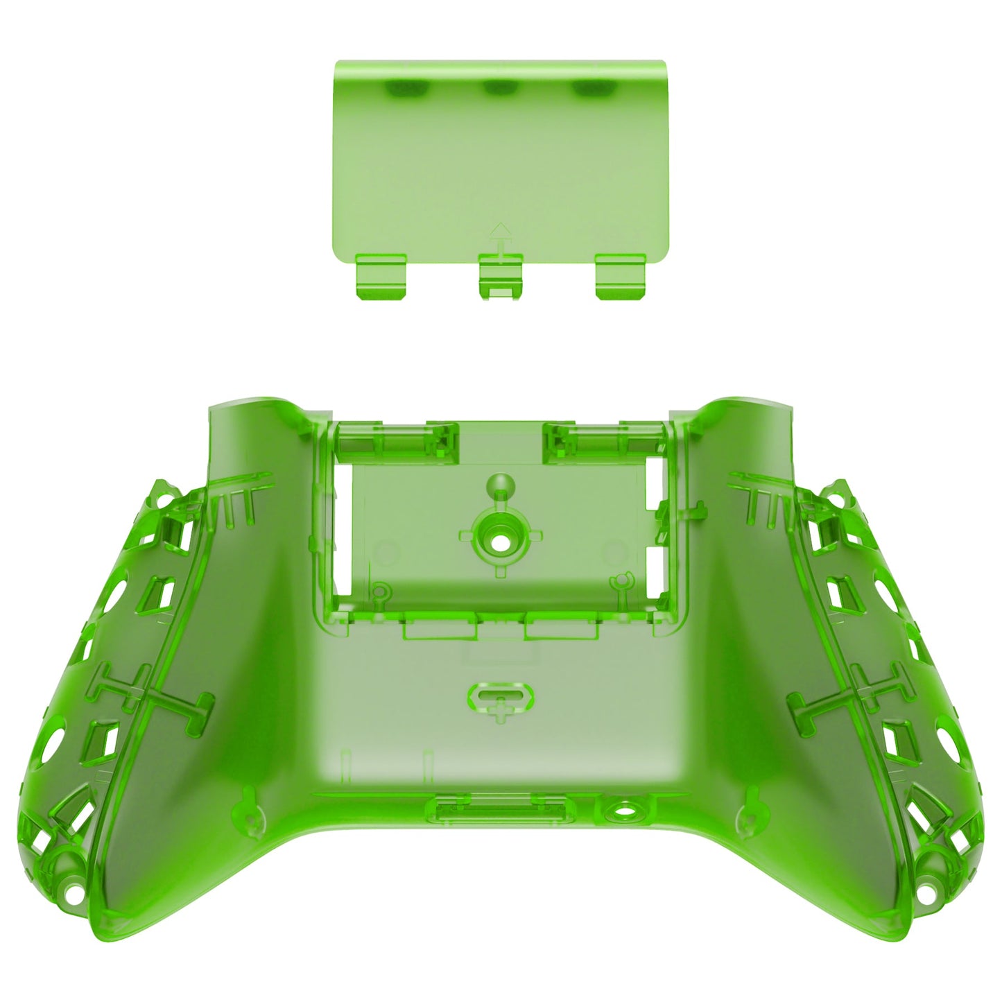 eXtremeRate Retail Clear Green Custom Bottom Shell with Battery Cover for Xbox Series S/X Controller, DIY Replacement Backplate Cover for Xbox Core Controller Model 1914 - Controller & Side Rails NOT Included - BX3M503