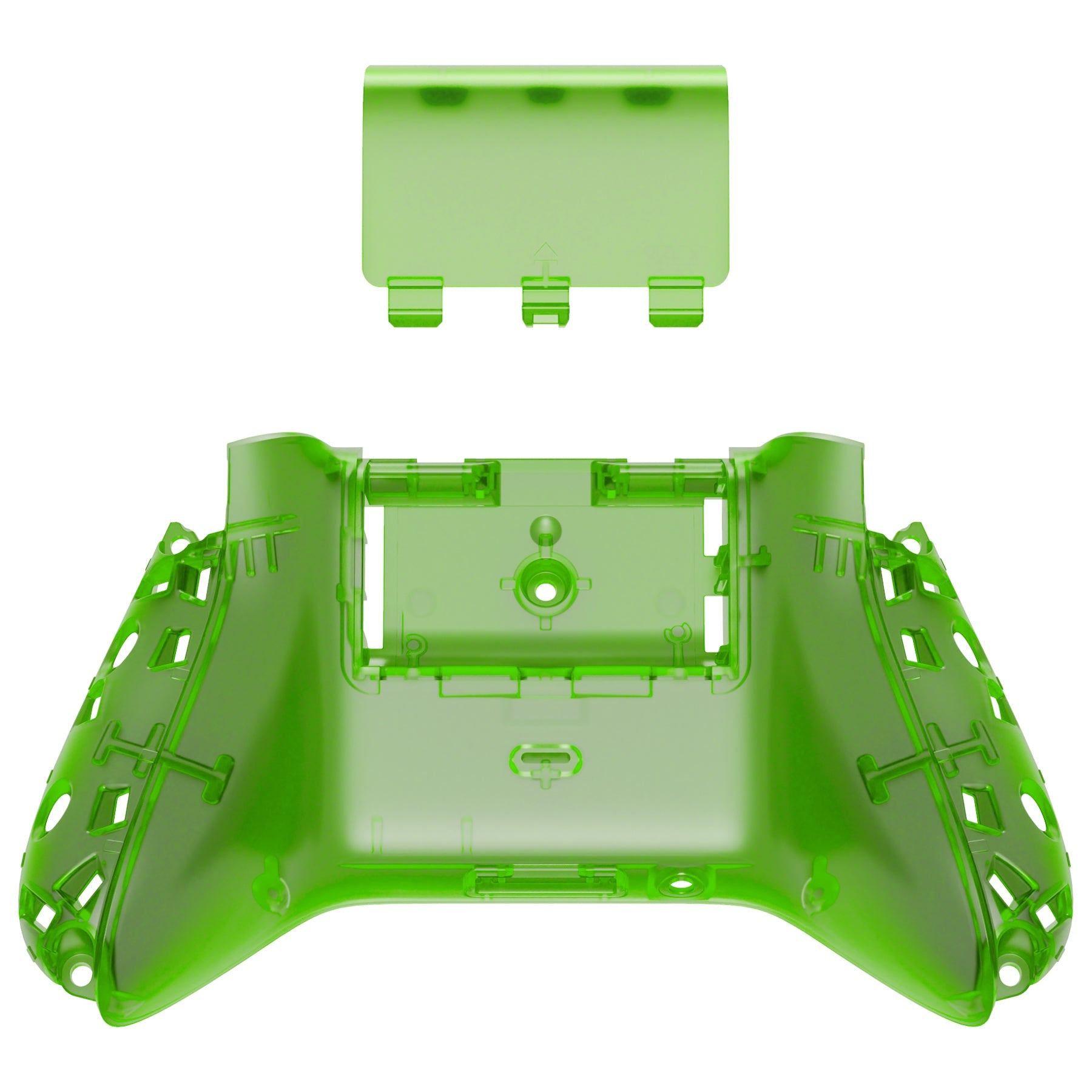 eXtremeRate Retail Clear Green Custom Bottom Shell with Battery Cover for Xbox Series S/X Controller, DIY Replacement Backplate Cover for Xbox Core Controller Model 1914 - Controller & Side Rails NOT Included - BX3M503