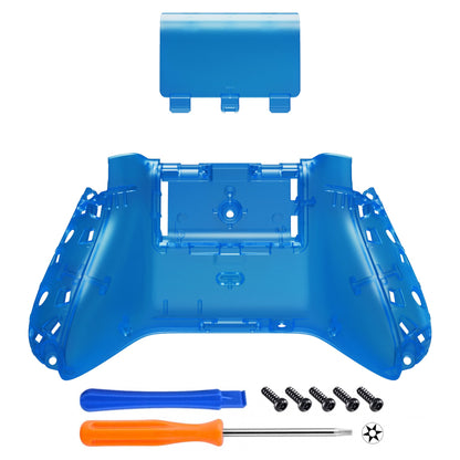 eXtremeRate Retail Clear Blue Custom Bottom Shell with Battery Cover for Xbox Series S/X Controller, DIY Replacement Backplate Cover for Xbox Core Controller Model 1914 - Controller & Side Rails NOT Included - BX3M504