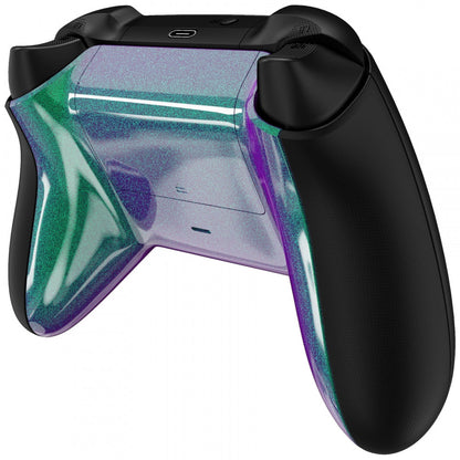 eXtremeRate Retail Chameleon Green Purple Glossy Custom Bottom Shell w/ Battery Cover for Xbox Series S/X Controller - Controller & Side Rails NOT Included - BX3P302