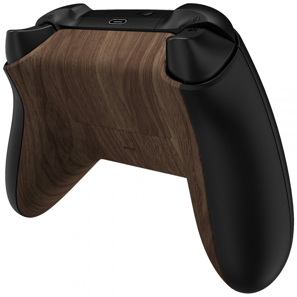 eXtremeRate Retail Wood Grain Soft Touch Replacement Back Shell w/ Battery Cover for Xbox Series S/X Controller - Controller & Side Rails NOT Included - BX3S215