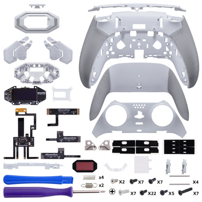 eXtremeRate PS5 edgeコントローラーに対応用BEYOND バックパドルキット、OLEDディスプレイ&エルゴノミックグリップ【ホワイト＆グレー】