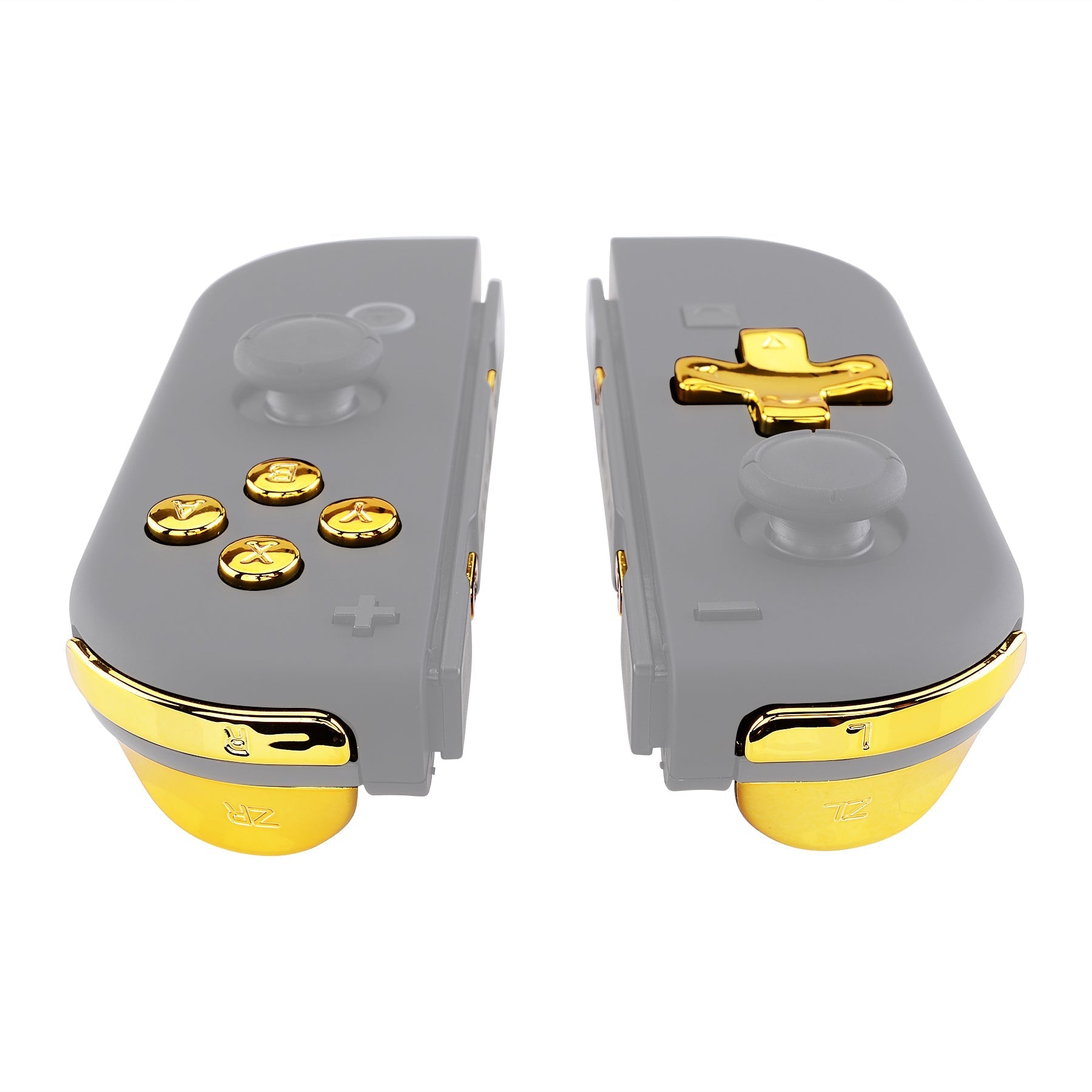 eXtremeRate Retail Chrome Gold D-pad ABXY Keys SR SL L R ZR ZL Trigger Buttons Springs, Replacement Full Set Buttons Fix Kits for NS Switch Joycon & OLED JoyCon (D-pad ONLY Fits for eXtremeRate Joycon D-pad Shell) - BZD401