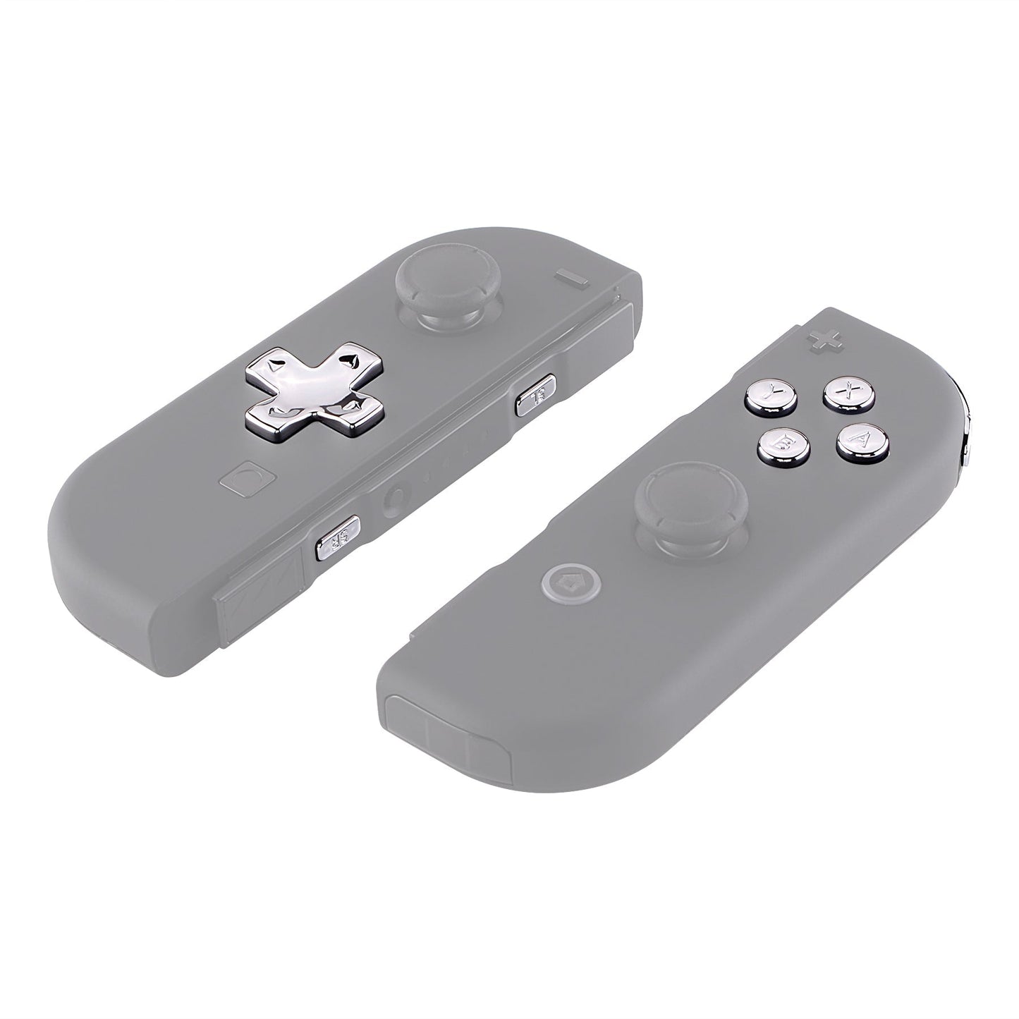 eXtremeRate Retail Chrome Silver D-pad ABXY Keys SR SL L R ZR ZL Trigger Buttons Springs, Replacement Full Set Buttons Fix Kits for NS Switch Joycon & OLED JoyCon (D-pad ONLY Fits for eXtremeRate Joycon D-pad Shell) - BZD402