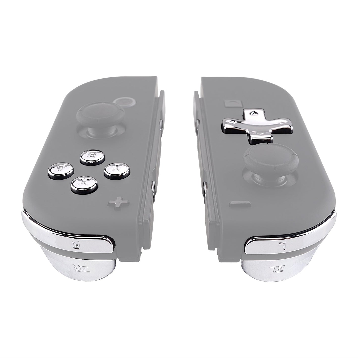 eXtremeRate Retail Chrome Silver D-pad ABXY Keys SR SL L R ZR ZL Trigger Buttons Springs, Replacement Full Set Buttons Fix Kits for NS Switch Joycon & OLED JoyCon (D-pad ONLY Fits for eXtremeRate Joycon D-pad Shell) - BZD402