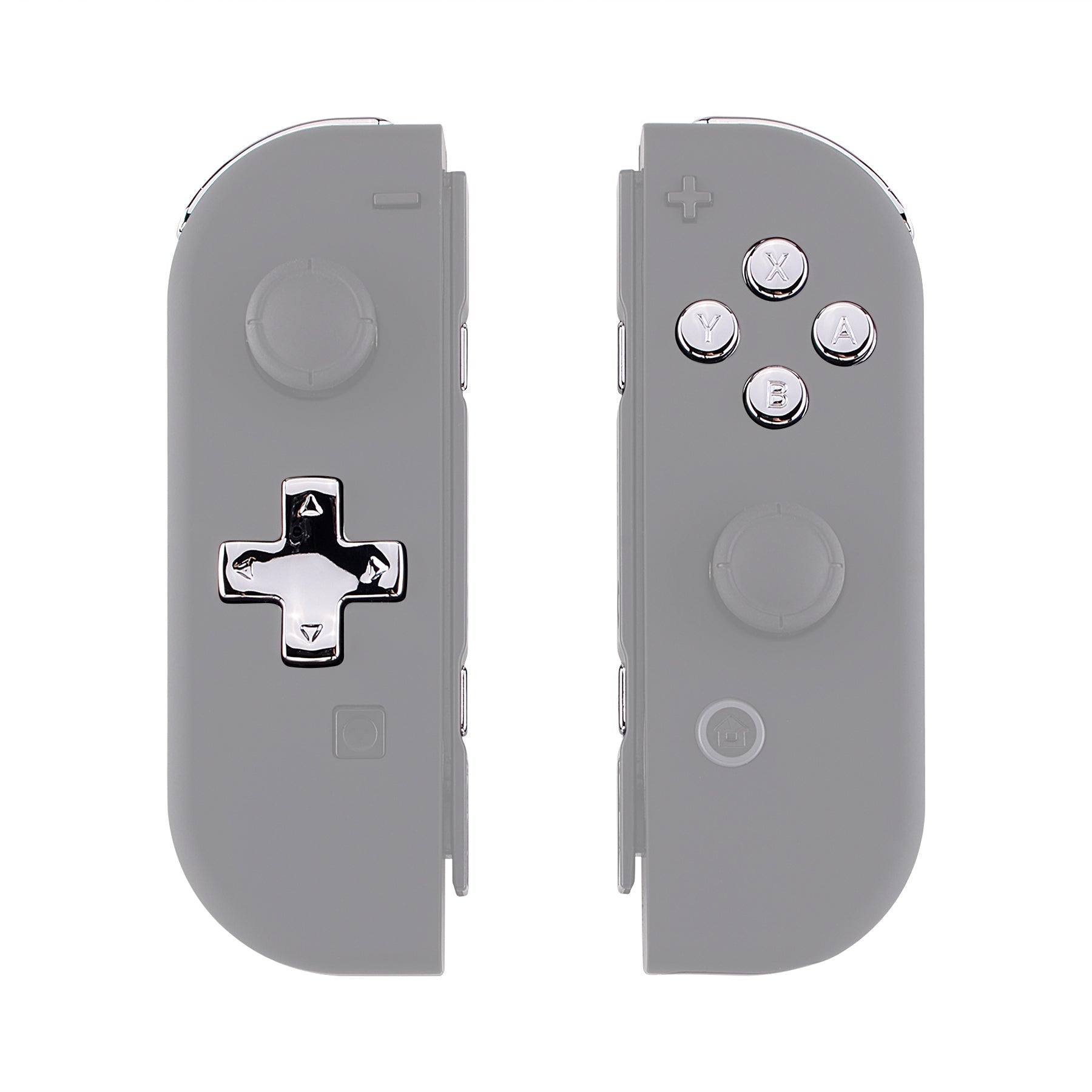 eXtremeRate Retail Chrome Silver D-pad ABXY Keys SR SL L R ZR ZL Trigger Buttons Springs, Replacement Full Set Buttons Fix Kits for NS Switch Joycon & OLED JoyCon (D-pad ONLY Fits for eXtremeRate Joycon D-pad Shell) - BZD402