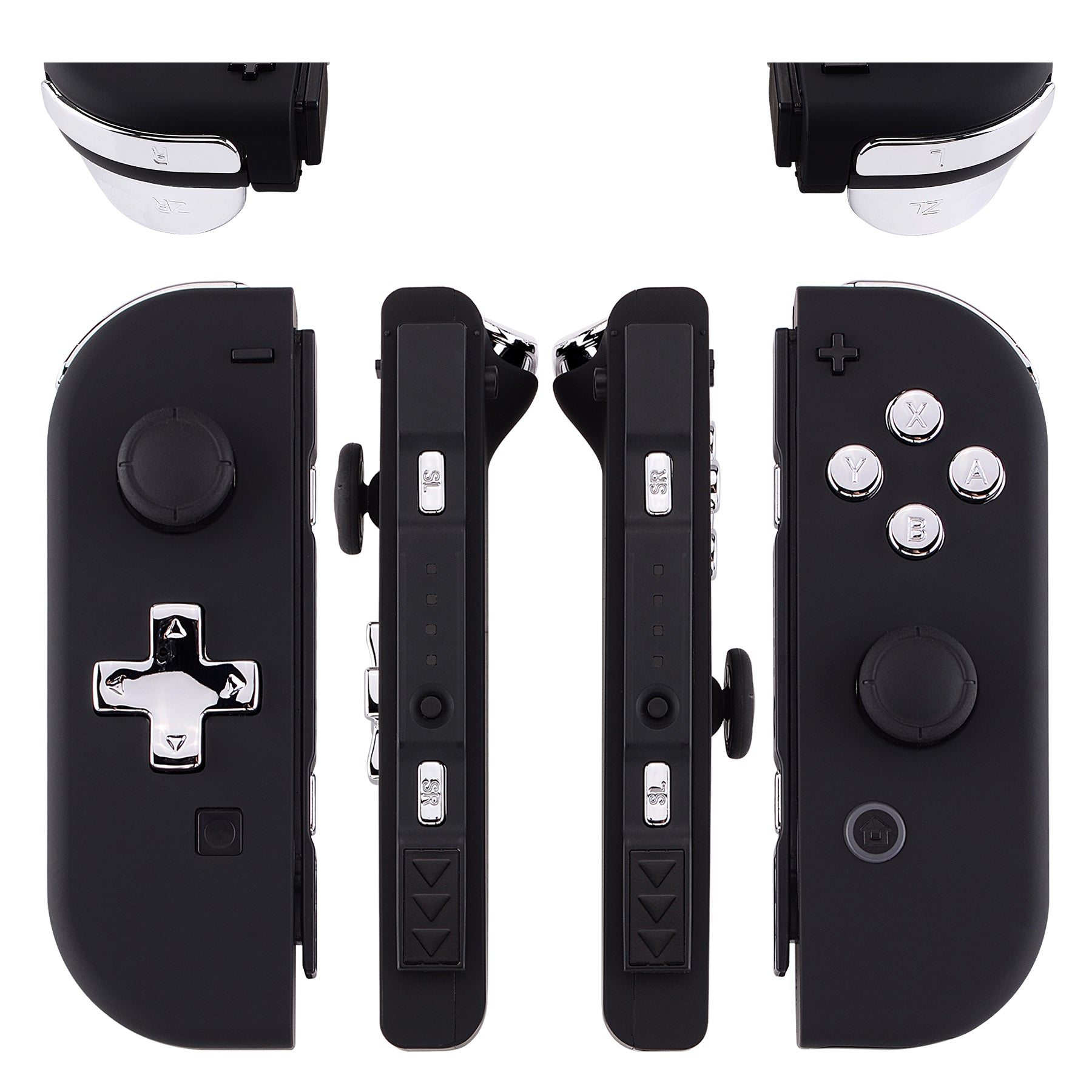 eXtremeRate Retail Chrome Silver D-pad ABXY Keys SR SL L R ZR ZL Trigger Buttons Springs, Replacement Full Set Buttons Fix Kits for NS Switch Joycon & OLED JoyCon (D-pad ONLY Fits for eXtremeRate Joycon D-pad Shell) - BZD402