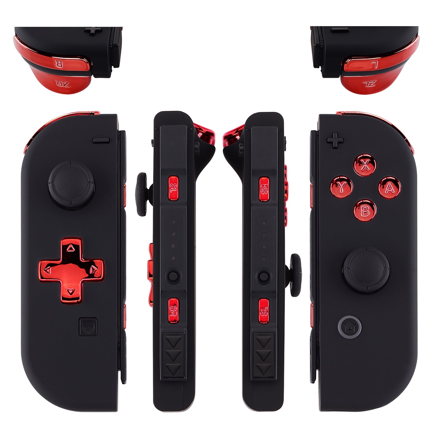 eXtremeRate Retail Chrome Red D-pad ABXY Keys SR SL L R ZR ZL Trigger Buttons Springs, Replacement Full Set Buttons Fix Kits for NS Switch Joycon & OLED JoyCon (D-pad ONLY Fits for eXtremeRate Joycon D-pad Shell)-BZD403