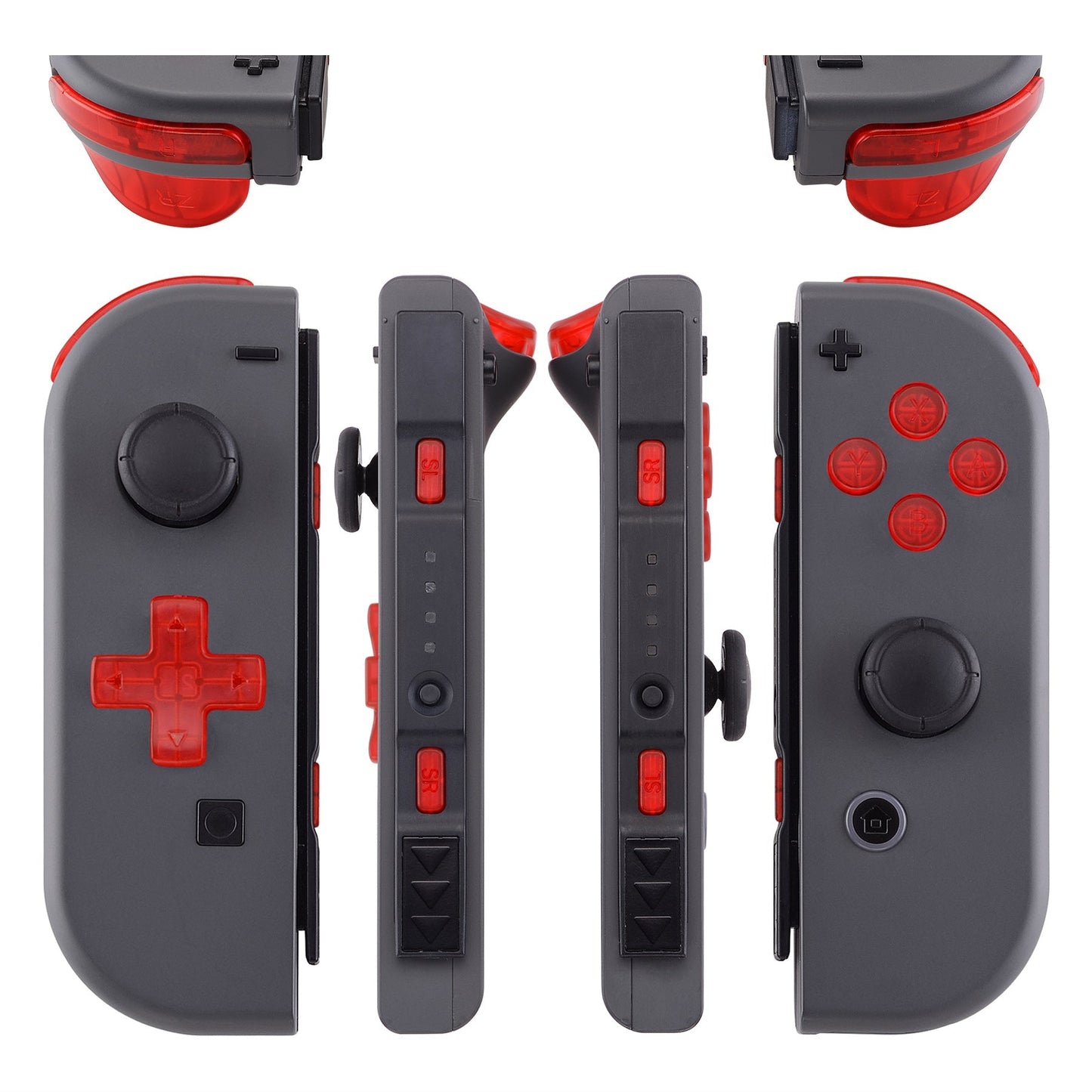 eXtremeRate Retail Transparent Clear Red D-pad ABXY Keys SR SL L R ZR ZL Trigger Buttons Springs, Replacement Full Set Buttons Fix Kits for NS Switch Joycon & OLED JoyCon (D-pad ONLY Fits for eXtremeRate Joycon D-pad Shell) - BZM502