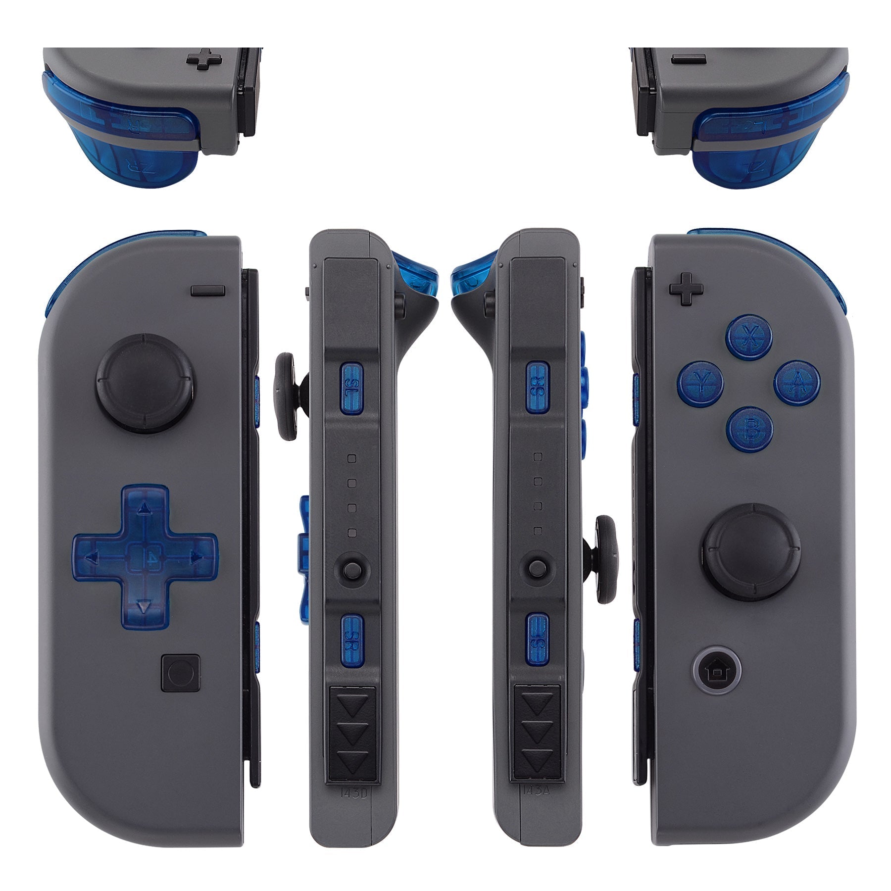 eXtremeRate Retail Transparent Clear Blue D-pad ABXY Keys SR SL L R ZR ZL Trigger Buttons Springs, Replacement Full Set Buttons Fix Kits for NS Switch Joycon & OLED JoyCon (D-pad ONLY Fits for eXtremeRate Joycon D-pad Shell) - BZM504