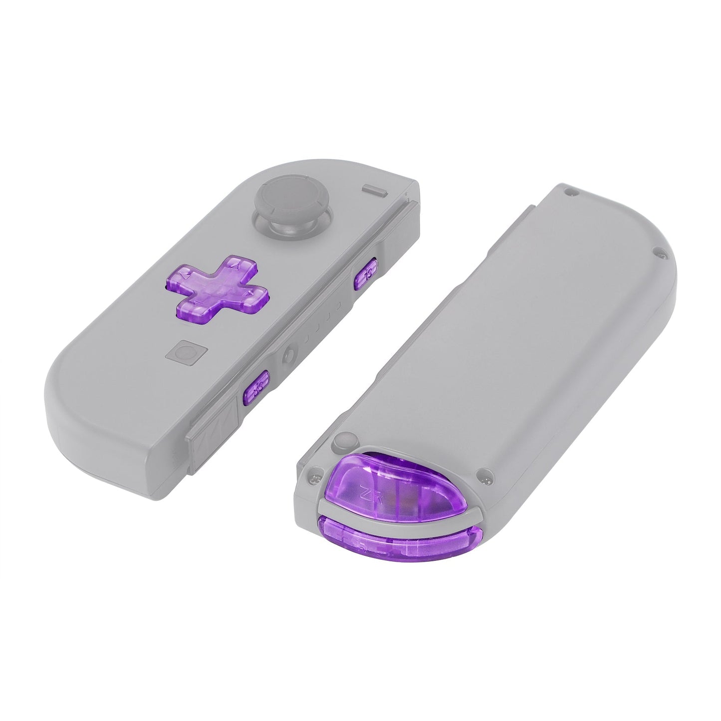 eXtremeRate Retail Clear Atomic Purple D-pad ABXY Keys SR SL L R ZR ZL Trigger Buttons Springs, Replacement Full Set Buttons Fix Kits for NS Switch Joycon & OLED JoyCon (D-pad ONLY Fits for eXtremeRate Joycon D-pad Shell) - BZM505