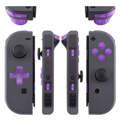 eXtremeRate Retail Clear Atomic Purple D-pad ABXY Keys SR SL L R ZR ZL Trigger Buttons Springs, Replacement Full Set Buttons Fix Kits for NS Switch Joycon & OLED JoyCon (D-pad ONLY Fits for eXtremeRate Joycon D-pad Shell) - BZM505