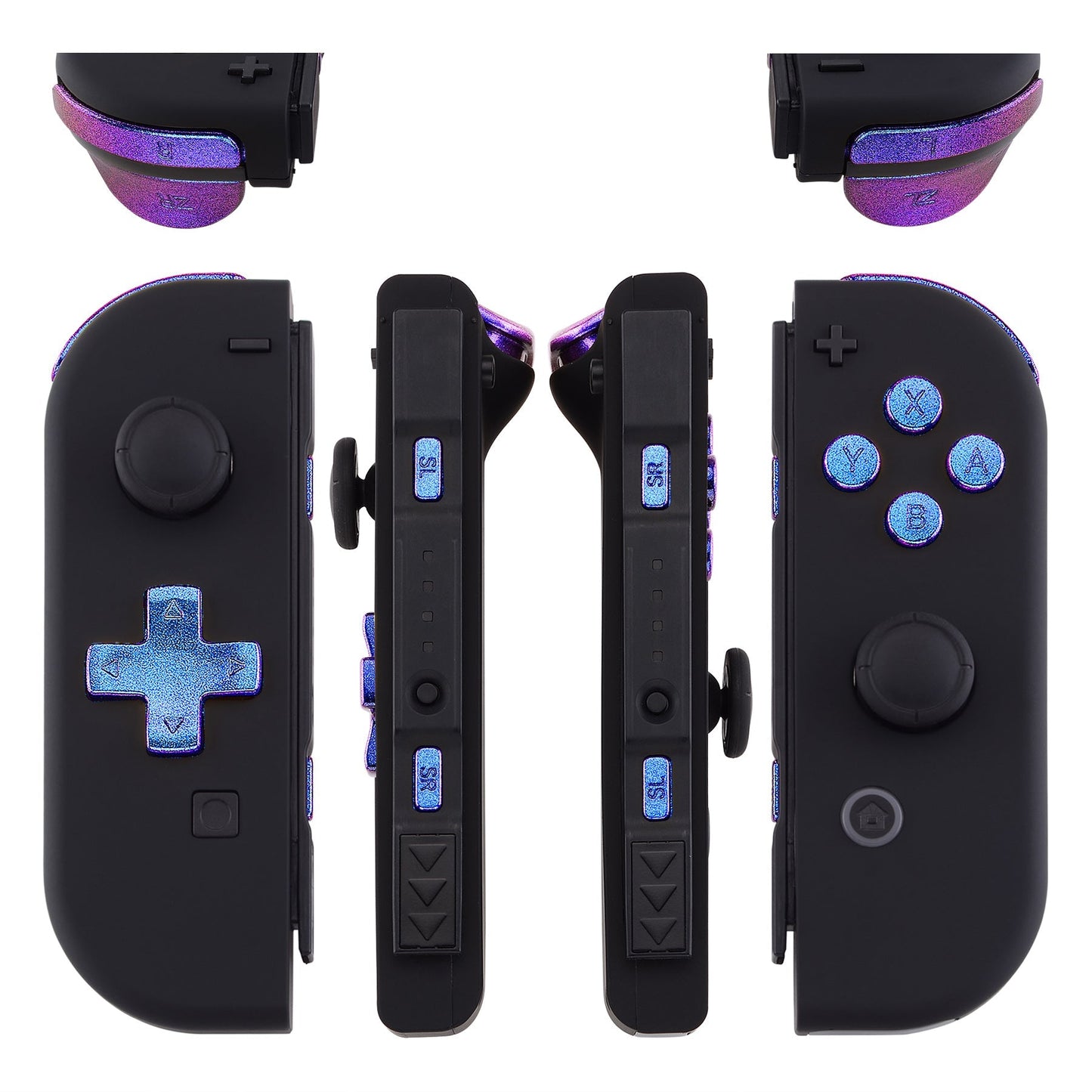 eXtremeRate Retail Chameleon Purple Blue D-pad ABXY Keys SR SL L R ZR ZL Trigger Buttons Springs, Replacement Full Set Buttons Fix Kits for NS Switch Joycon & OLED JoyCon (D-pad ONLY Fits for eXtremeRate Joycon D-pad Shell) - BZP301