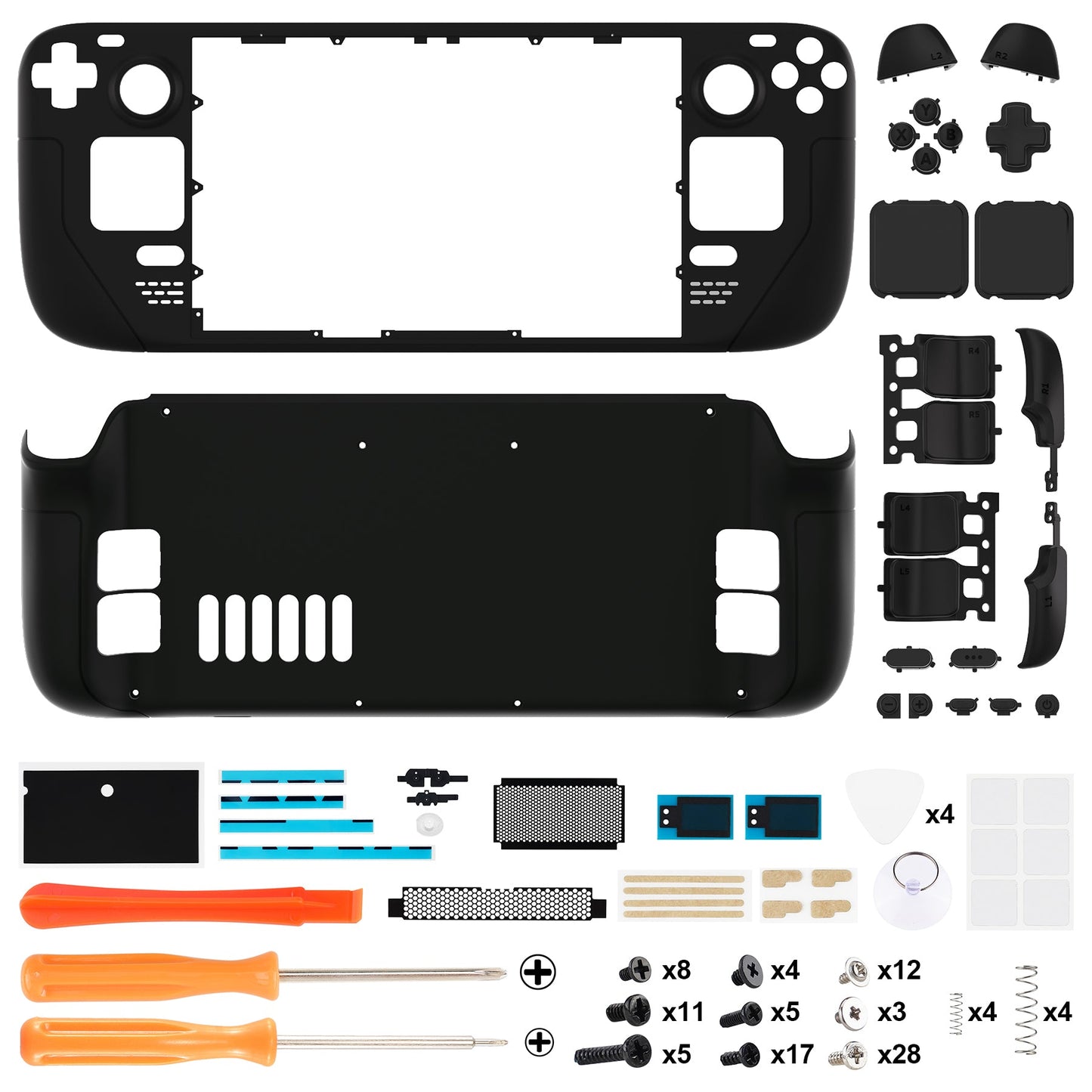 eXtremeRate Retail Black Custom Full Set Shell with Buttons for Steam Deck Console