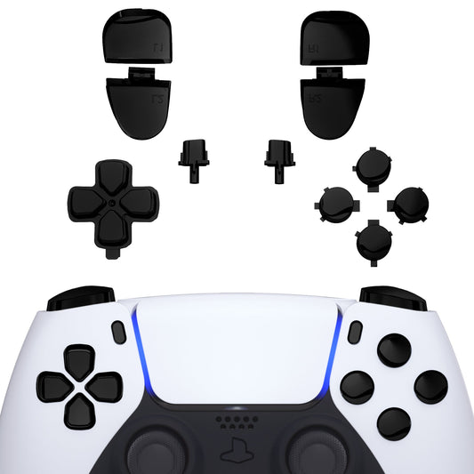 eXtremeRate Retail Replacement D-pad R1 L1 R2 L2 Triggers Share Options Face Buttons, Chrome Black Full Set Buttons Compatible with ps5 Controller BDM-030 - JPF2008G3