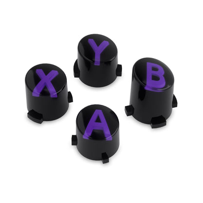 eXtremeRate Retail Three-Tone Black & Clear & Purple ABXY Action Buttons with Classic Symbols for Xbox Series X & S Controller & Xbox One S/X & Xbox One Elite V1/V2 Controller - JDX3M006