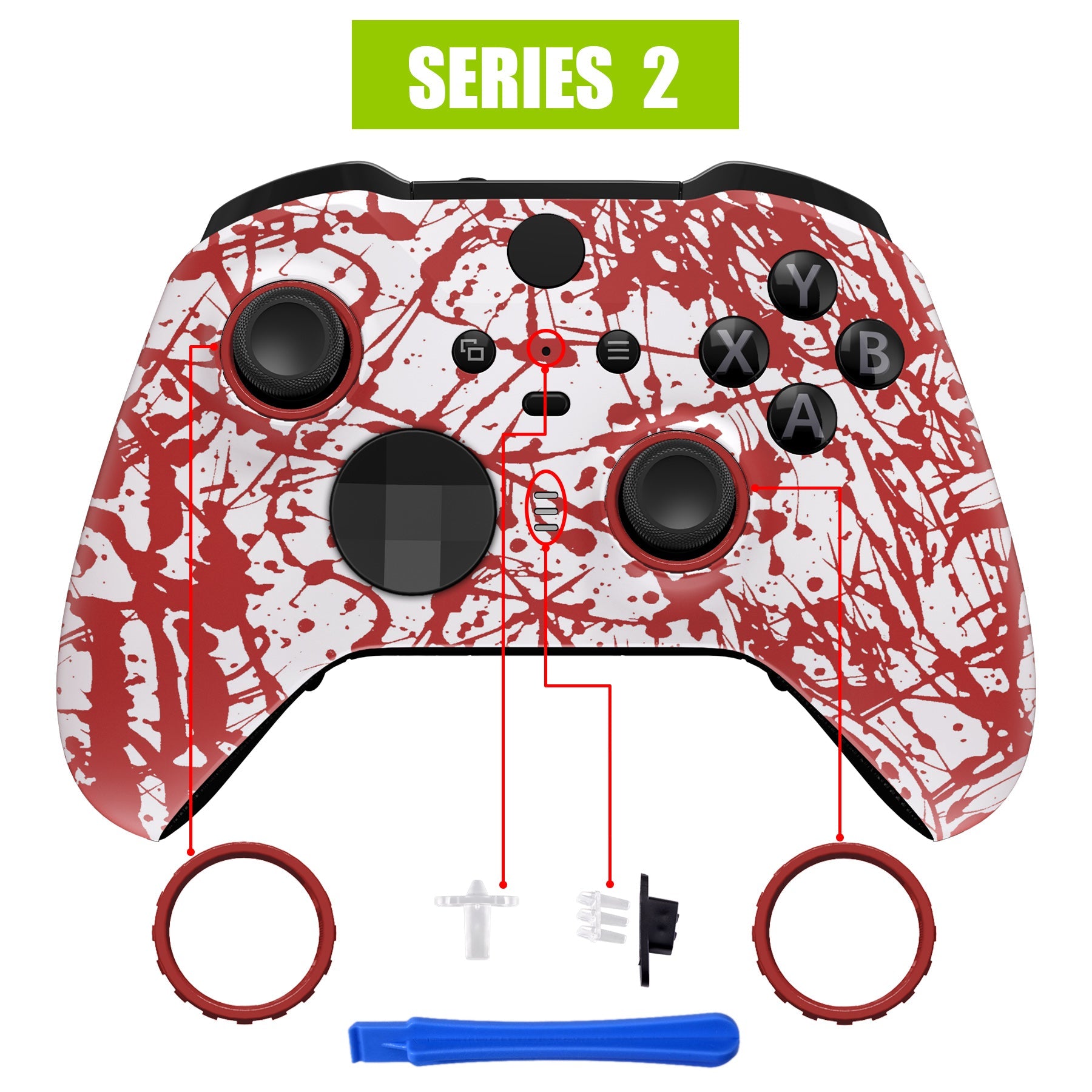 eXtremeRate Retail Replacement Front Housing Shell for Xbox One Elite Series 2 Controller - Blood Patterned  - ELS211