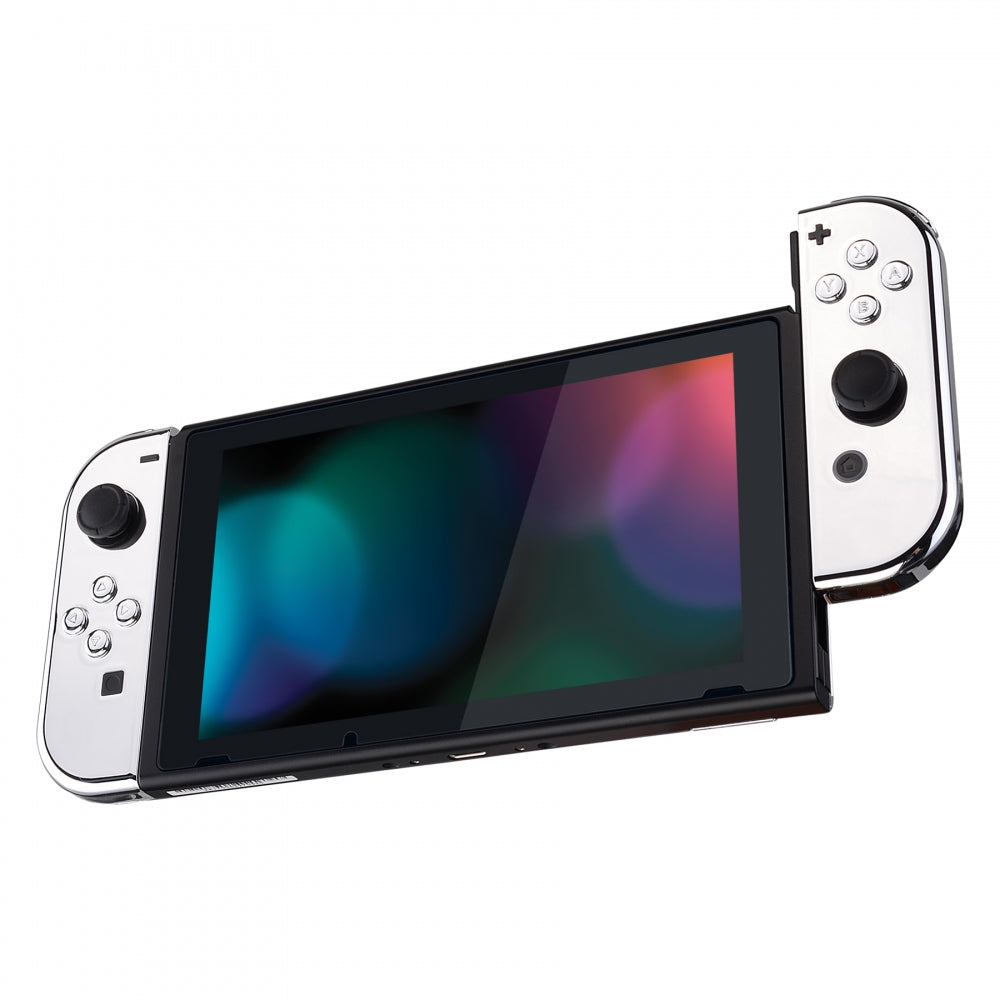 eXtremeRate Retail Chrome Silver Handheld Controller Housing With Full Set Buttons DIY Replacement Shell Case for NS Switch JoyCon & OLED JoyCon - Console Shell NOT Included - CD402