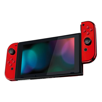 eXtremeRate Retail Chrome Red Handheld Controller Housing With Full Set Buttons DIY Replacement Shell Case for NS Switch JoyCon & OLED JoyCon - Console Shell NOT Included - CD403