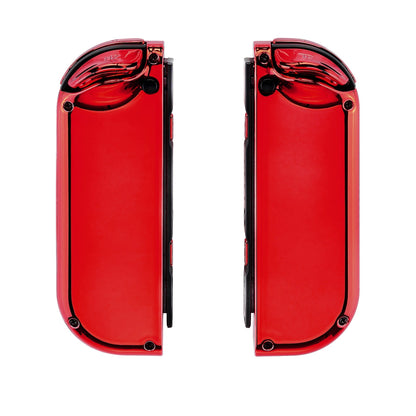 eXtremeRate Retail Chrome Red Handheld Controller Housing With Full Set Buttons DIY Replacement Shell Case for NS Switch JoyCon & OLED JoyCon - Console Shell NOT Included - CD403