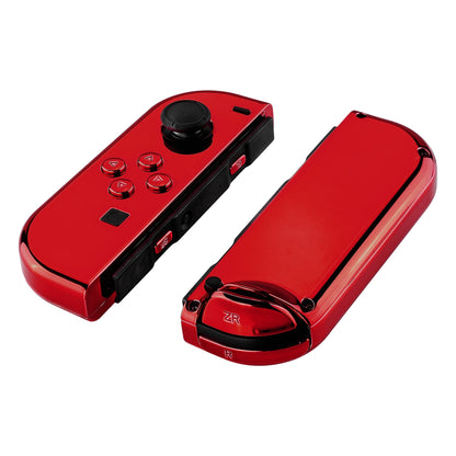 eXtremeRate Retail Chrome Red Handheld Controller Housing With Full Set Buttons DIY Replacement Shell Case for NS Switch JoyCon & OLED JoyCon - Console Shell NOT Included - CD403