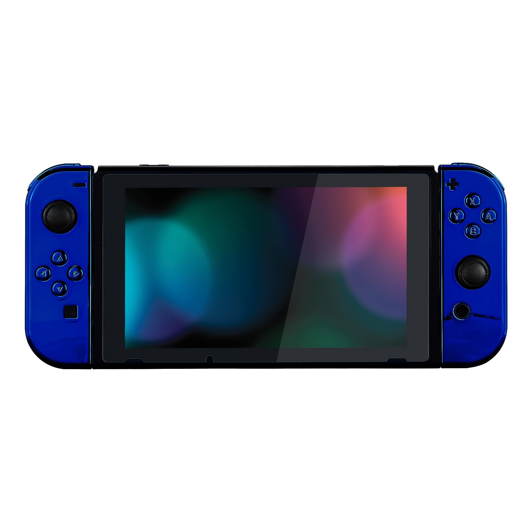 eXtremeRate Retail Chrome Blue Handheld Controller Housing With Full Set Buttons DIY Replacement Shell Case for NS Switch JoyCon & OLED JoyCon - Console Shell NOT Included - CD404