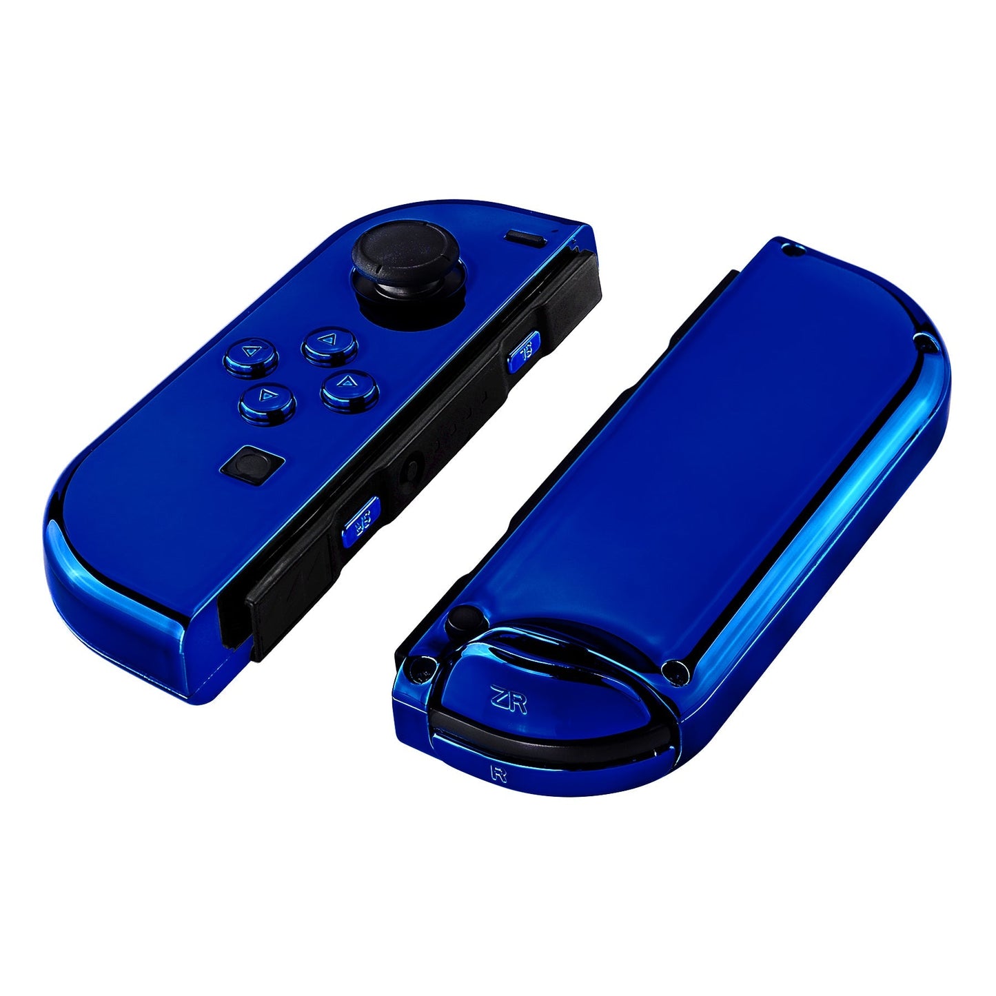 eXtremeRate Retail Chrome Blue Handheld Controller Housing With Full Set Buttons DIY Replacement Shell Case for NS Switch JoyCon & OLED JoyCon - Console Shell NOT Included - CD404