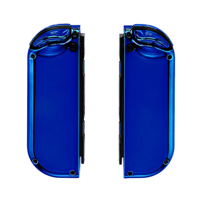 eXtremeRate Retail Chrome Blue Handheld Controller Housing With Full Set Buttons DIY Replacement Shell Case for NS Switch JoyCon & OLED JoyCon - Console Shell NOT Included - CD404