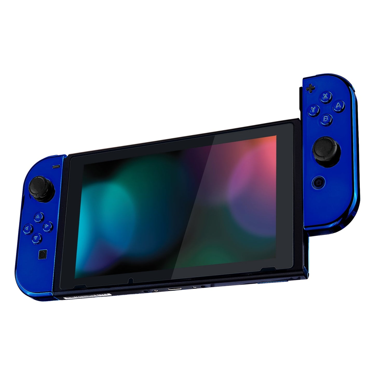 eXtremeRate Retail Chrome Blue Handheld Controller Housing With Full Set Buttons DIY Replacement Shell Case for NS Switch JoyCon & OLED JoyCon - Console Shell NOT Included - CD404