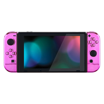 eXtremeRate Retail Chrome Pink Glossy Joycon Handheld Controller Housing with Full Set Buttons, DIY Replacement Shell Case for NS Switch JoyCon & OLED JoyCon - Console Shell NOT Included - CD406