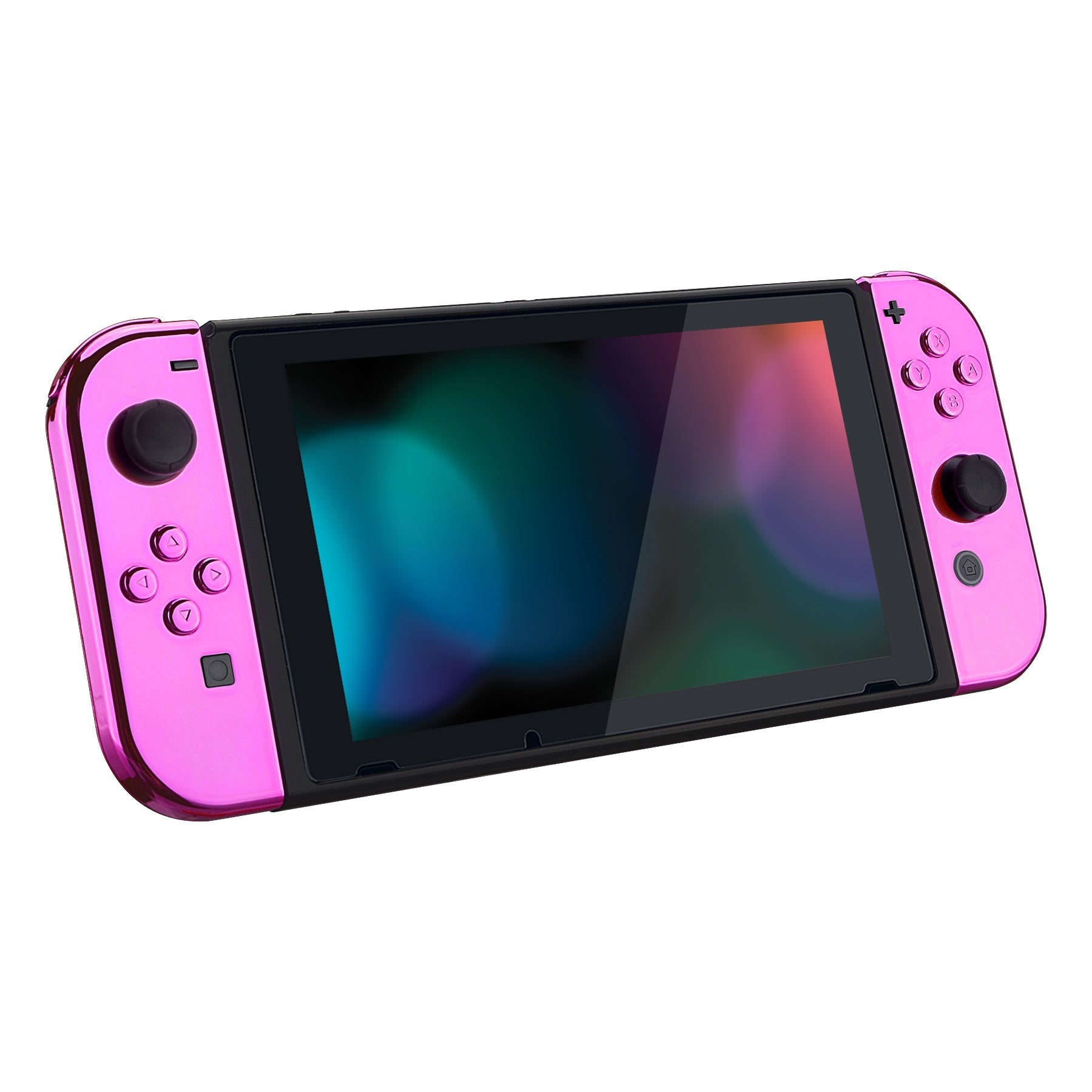 eXtremeRate Retail Chrome Pink Glossy Joycon Handheld Controller Housing with Full Set Buttons, DIY Replacement Shell Case for NS Switch JoyCon & OLED JoyCon - Console Shell NOT Included - CD406