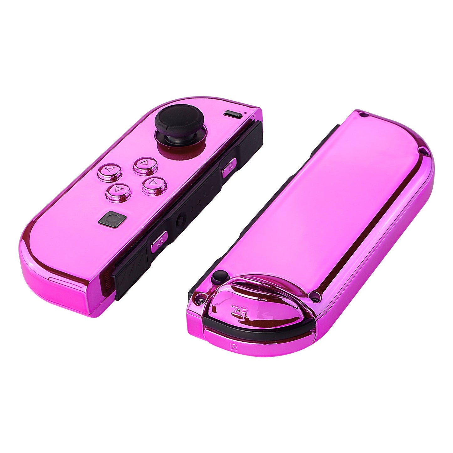 eXtremeRate Retail Chrome Pink Glossy Joycon Handheld Controller Housing with Full Set Buttons, DIY Replacement Shell Case for NS Switch JoyCon & OLED JoyCon - Console Shell NOT Included - CD406