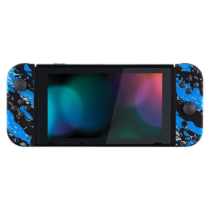 eXtremeRate Retail Soft Touch Grip Blue Coating Splash Patterned Joycon Handheld Controller Housing with Full Set Buttons, DIY Replacement Shell Case for NS Switch JoyCon & OLED JoyCon - Console Shell NOT Included - CS205