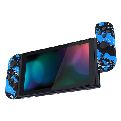 eXtremeRate Retail Soft Touch Grip Blue Coating Splash Patterned Joycon Handheld Controller Housing with Full Set Buttons, DIY Replacement Shell Case for NS Switch JoyCon & OLED JoyCon - Console Shell NOT Included - CS205