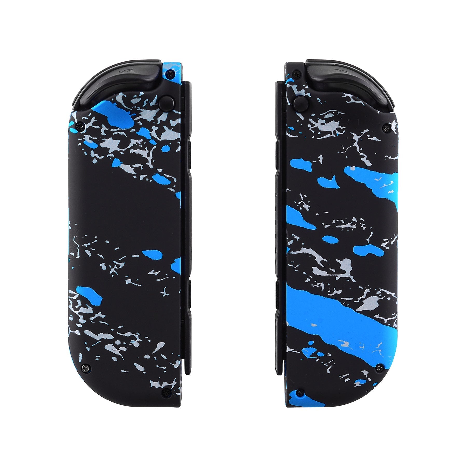 eXtremeRate Retail Soft Touch Grip Blue Coating Splash Patterned Joycon Handheld Controller Housing with Full Set Buttons, DIY Replacement Shell Case for NS Switch JoyCon & OLED JoyCon - Console Shell NOT Included - CS205