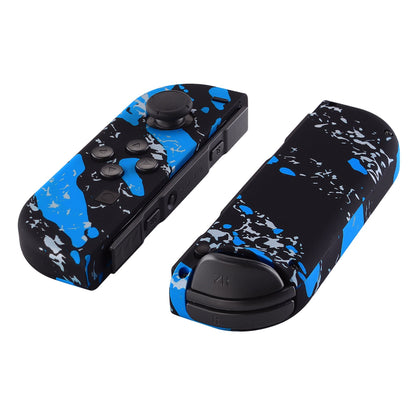 eXtremeRate Retail Soft Touch Grip Blue Coating Splash Patterned Joycon Handheld Controller Housing with Full Set Buttons, DIY Replacement Shell Case for NS Switch JoyCon & OLED JoyCon - Console Shell NOT Included - CS205