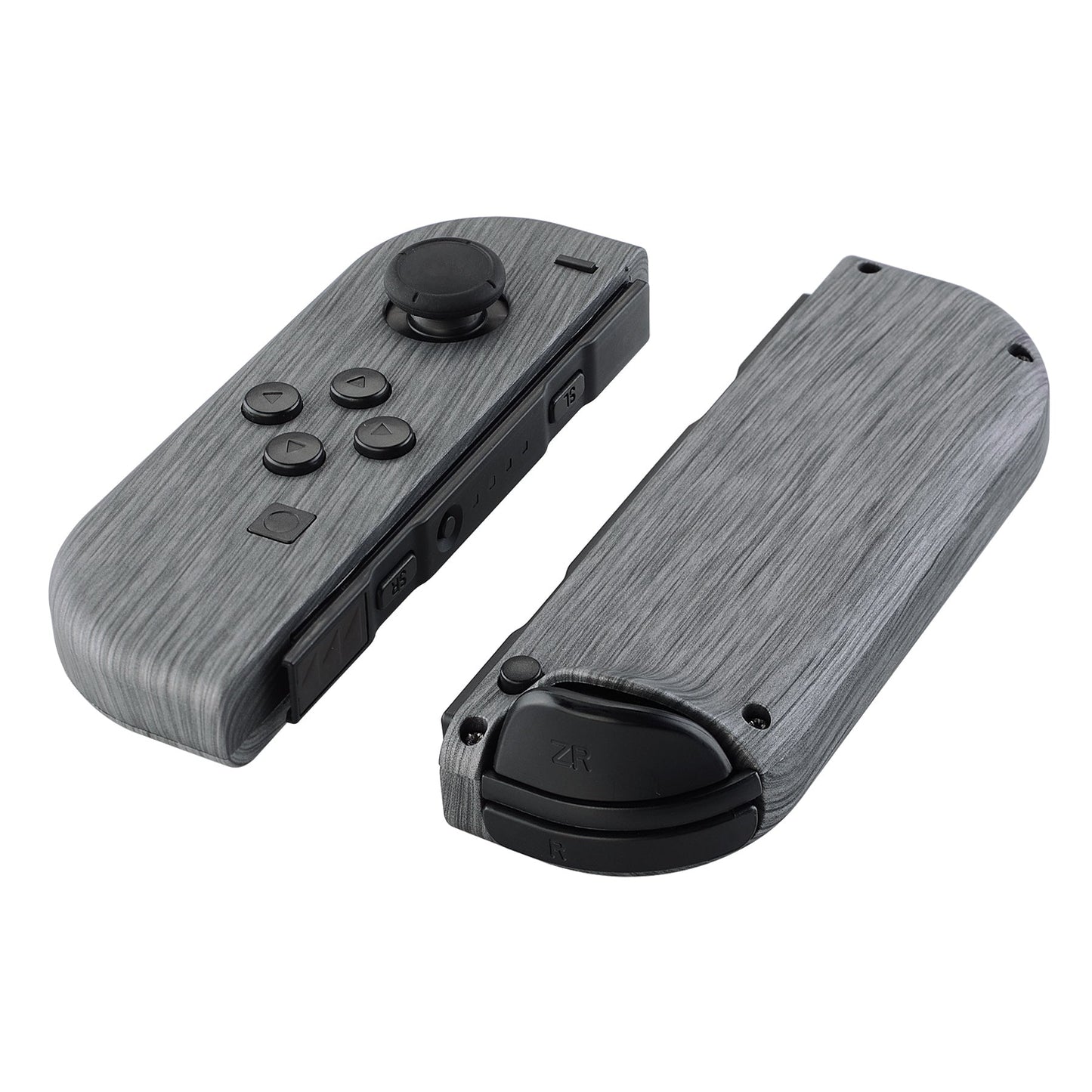 eXtremeRate Retail Soft Touch Grip Brushed Silver Patterned Joycon Handheld Controller Housing with Full Set Buttons, DIY Replacement Shell Case for NS Switch JoyCon & OLED JoyCon - Console Shell NOT Included -CS206