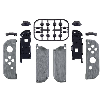 eXtremeRate Retail Soft Touch Grip Brushed Silver Patterned Joycon Handheld Controller Housing with Full Set Buttons, DIY Replacement Shell Case for NS Switch JoyCon & OLED JoyCon - Console Shell NOT Included -CS206