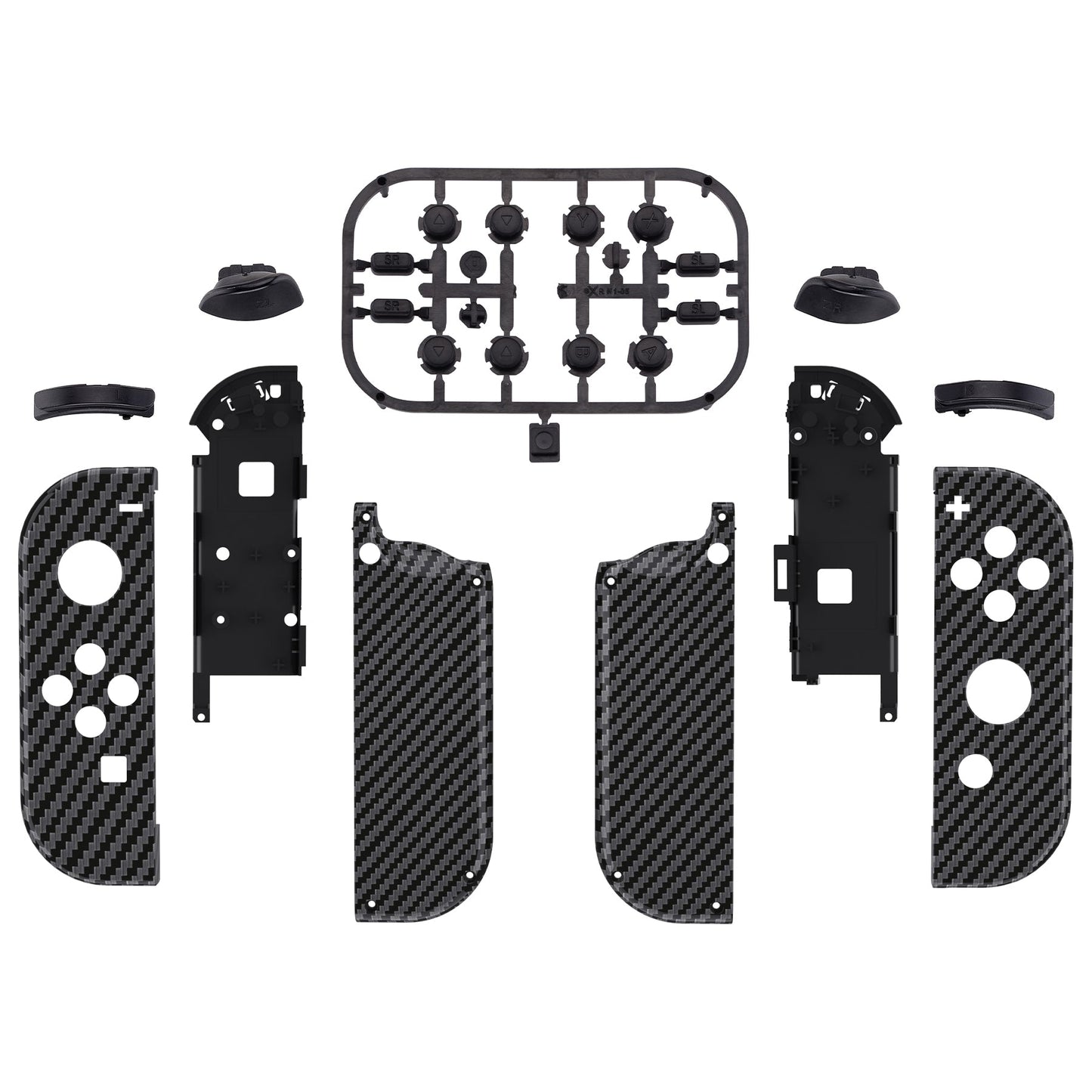 eXtremeRate Retail Graphite Carbon Fiber Handheld Controller Housing with Buttons, DIY Replacement Shell Case for NS Switch JoyCon & OLED JoyCon ¨C Joycon and Console NOT Included - CS209