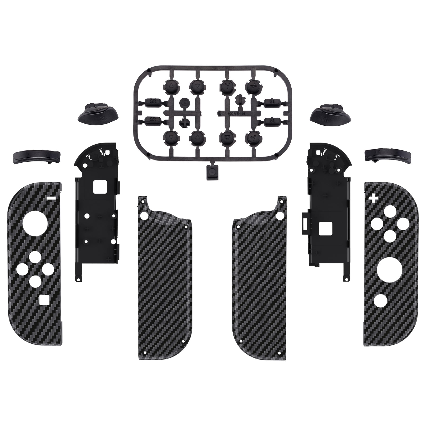 eXtremeRate Retail Graphite Carbon Fiber Handheld Controller Housing with Buttons, DIY Replacement Shell Case for NS Switch JoyCon & OLED JoyCon ¨C Joycon and Console NOT Included - CS209