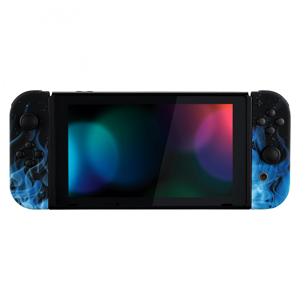 eXtremeRate Retail Soft Touch Grip Blue Flame Handheld Controller Housing With Full Set Buttons DIY Replacement Shell Case for NS Switch JoyCon & OLED JoyCon - Console Shell NOT Included - CT101