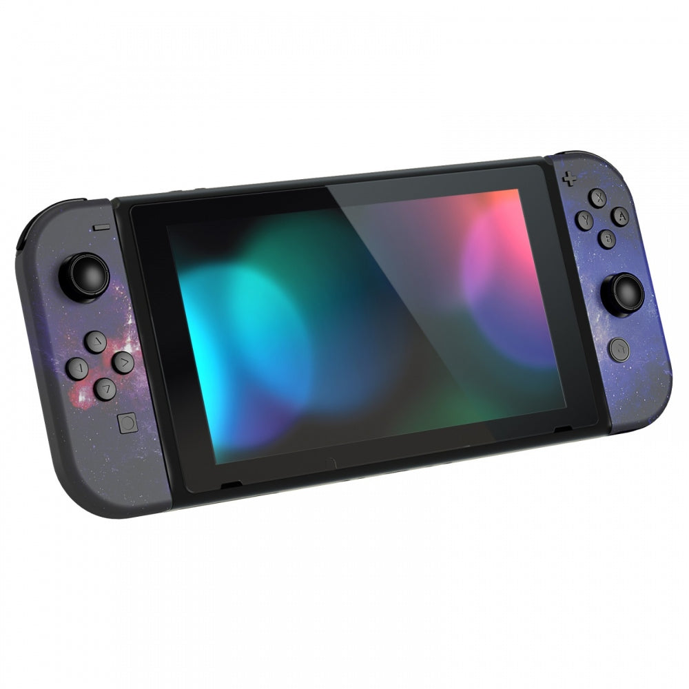 eXtremeRate Retail Soft Touch Grip Nubula Galaxy Patterned Joycon Handheld Controller Housing with Coloful Buttons, DIY Replacement Shell Case for NS Switch JoyCon & OLED JoyCon - Joycon and Console NOT Included - CT110