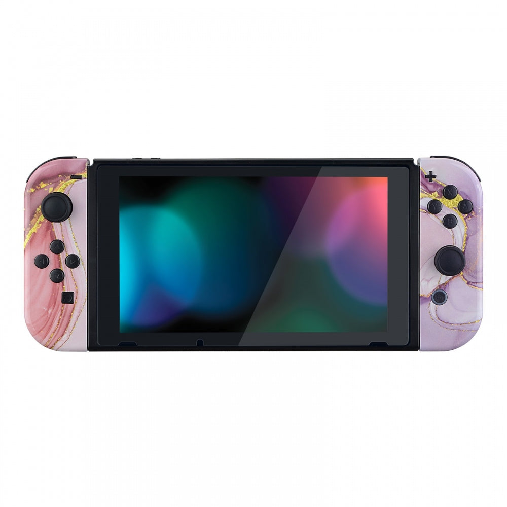 eXtremeRate Retail Cosmic Pink Gold Marble Effect Joycon Handheld Controller Housing with Buttons, DIY Replacement Shell Case for NS Switch JoyCon & OLED JoyCon - Joycon and Console NOT Included - CT112