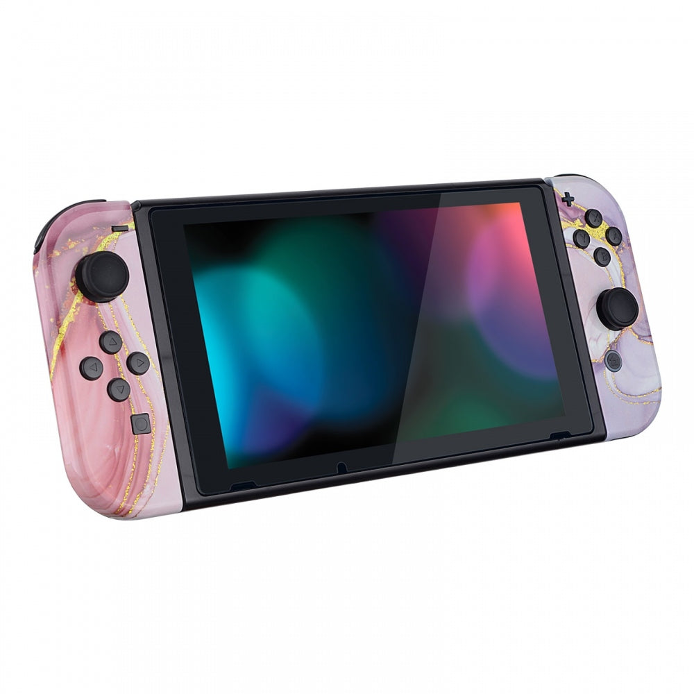 eXtremeRate Retail Cosmic Pink Gold Marble Effect Joycon Handheld Controller Housing with Buttons, DIY Replacement Shell Case for NS Switch JoyCon & OLED JoyCon - Joycon and Console NOT Included - CT112